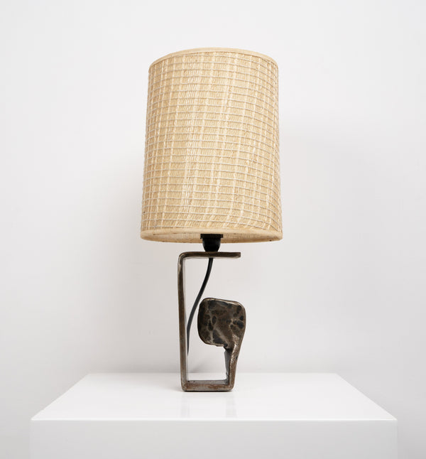 French Brutalist Steel Table Lamp