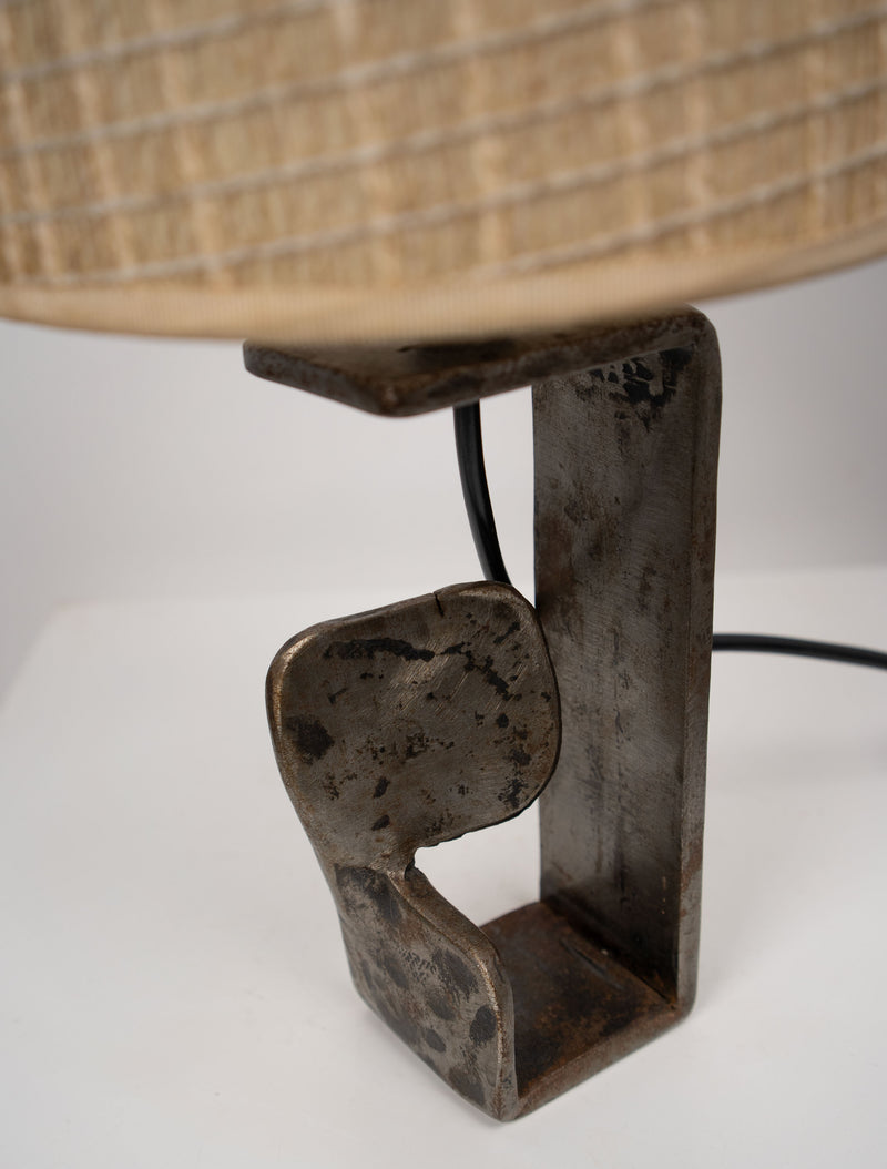 French Brutalist Steel Table Lamp