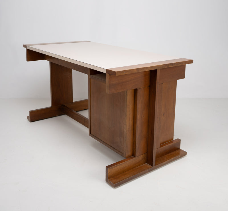 Constructivist Wood and Melamine Desk, Italy, c.1950