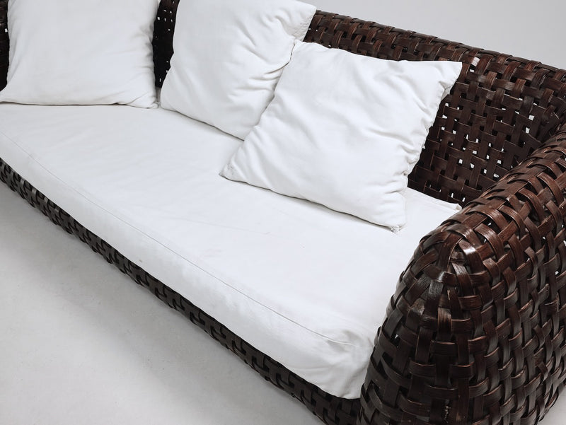 Vintage Italian Woven Rattan Sofa