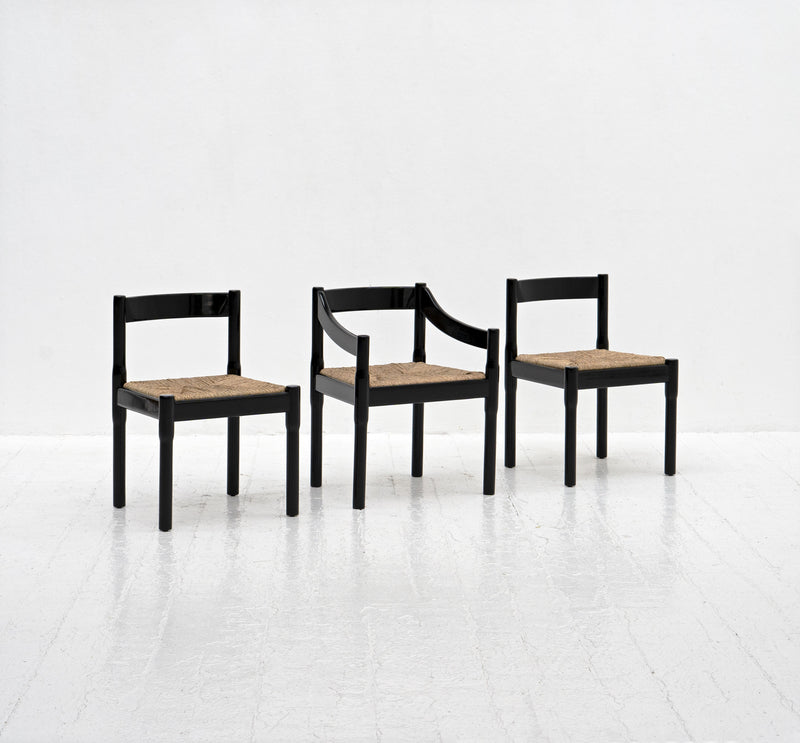 Black Carimate Chairs by Vico Magistretti