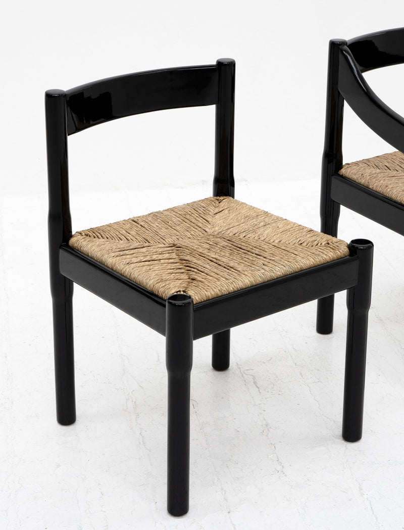 Black Carimate Chairs by Vico Magistretti