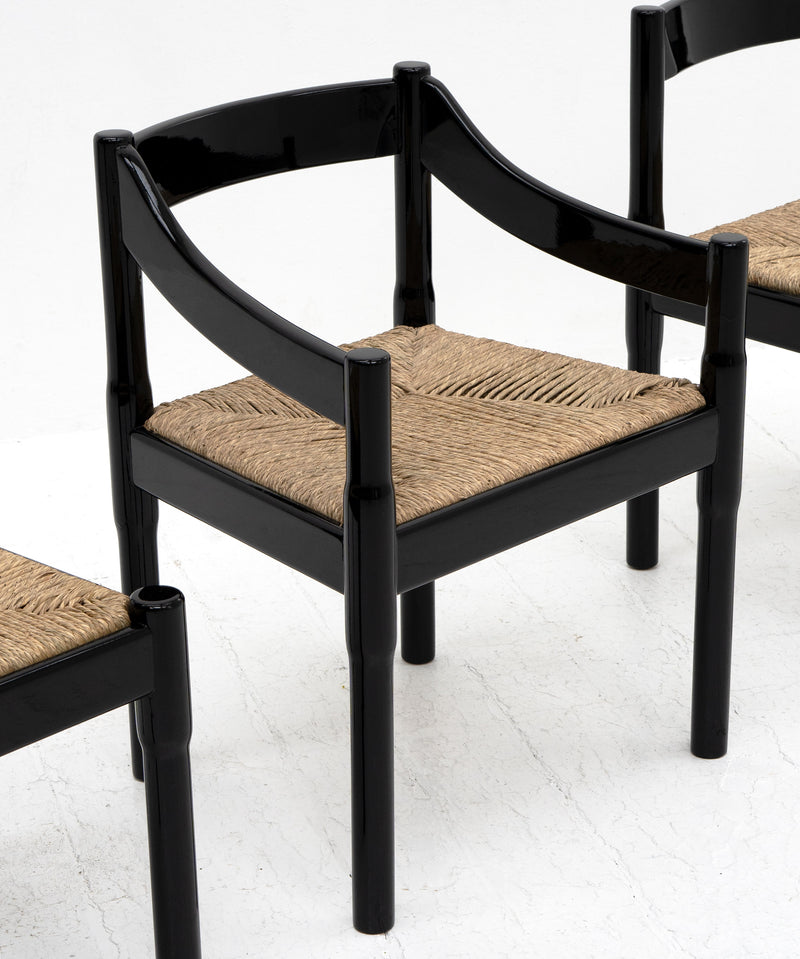 Black Carimate Chairs by Vico Magistretti