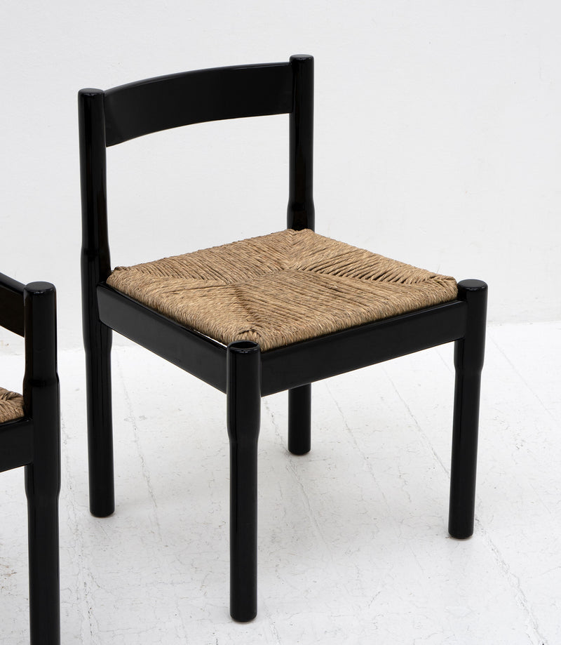 Black Carimate Chairs by Vico Magistretti