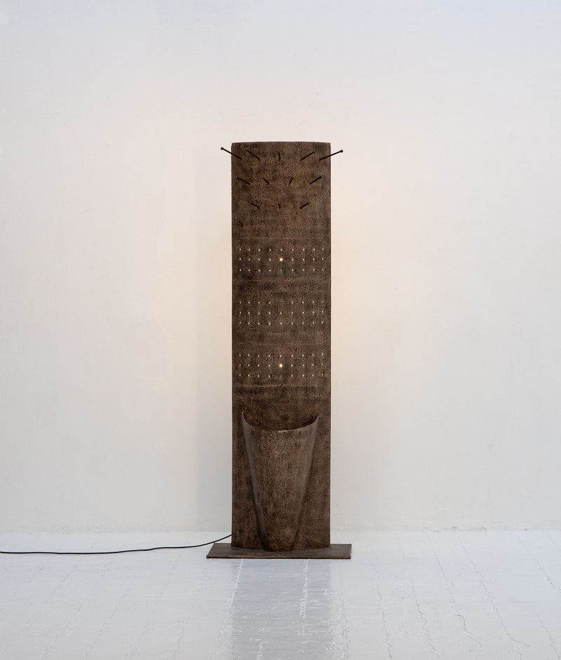 Folk Craft Brutalist Hall Stand / Floor Lamp, c.1980