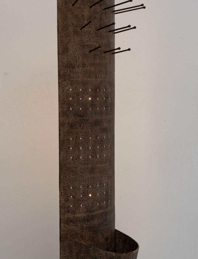 Folk Craft Brutalist Hall Stand / Floor Lamp, c.1980