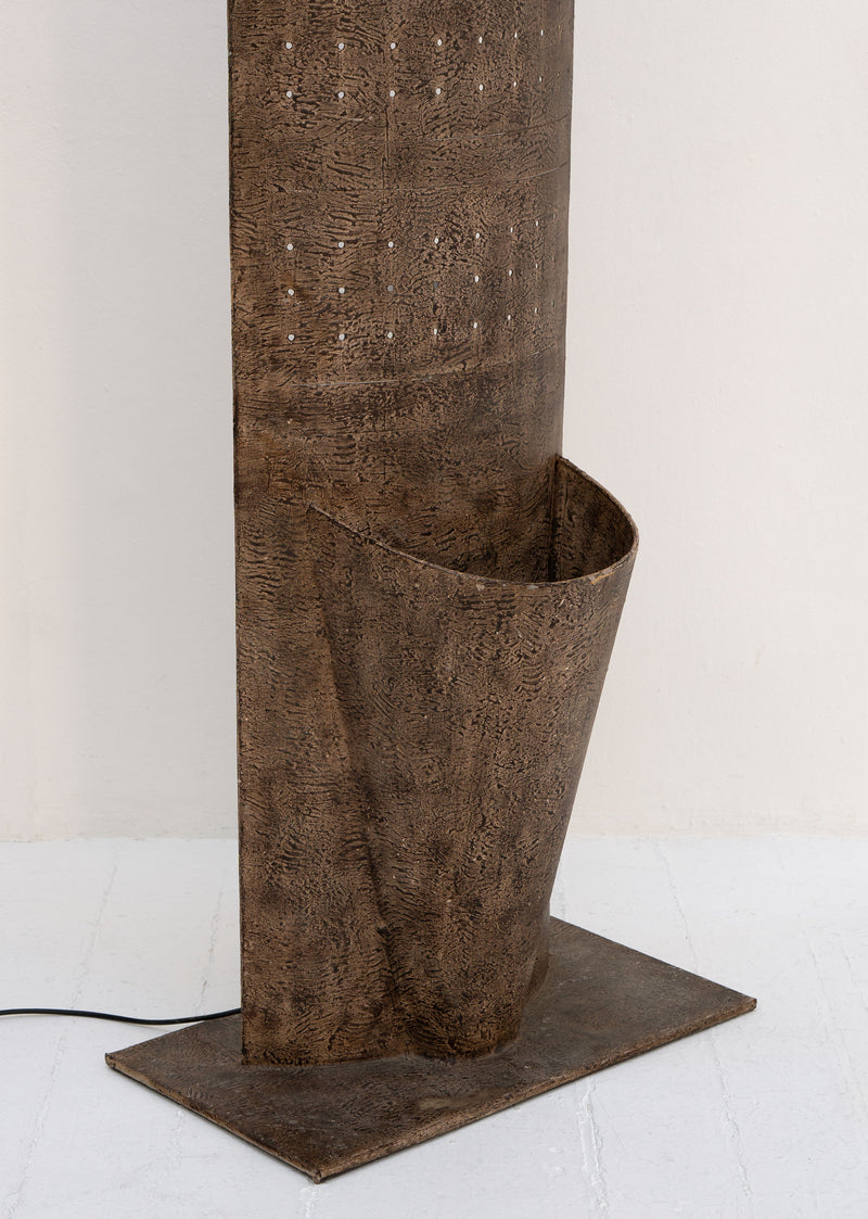 Folk Craft Brutalist Hall Stand / Floor Lamp, c.1980