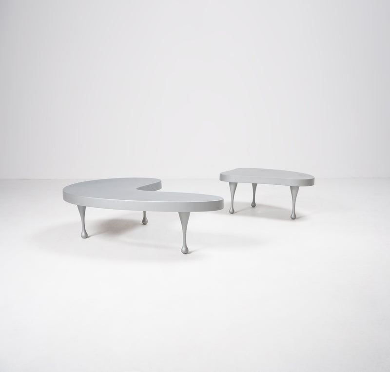 Biomorphic Aluminium Nesting Tables by Frederick Keisler, c.1990