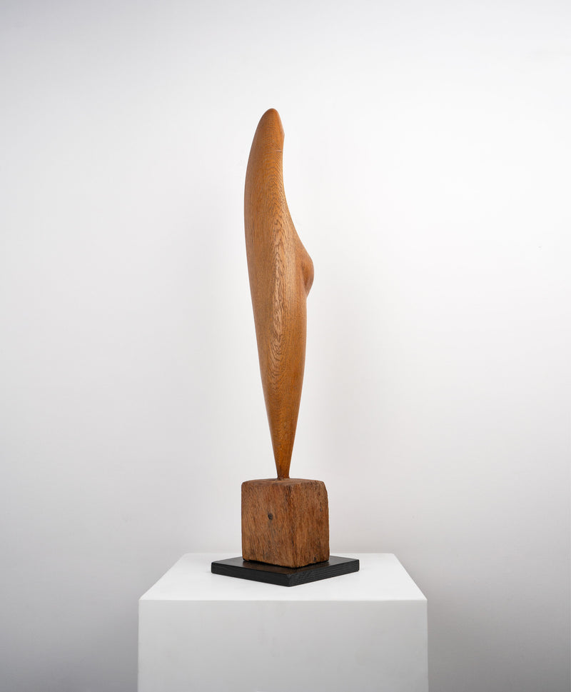 Large Abstract Modernist Oak Sculpture, c.1960