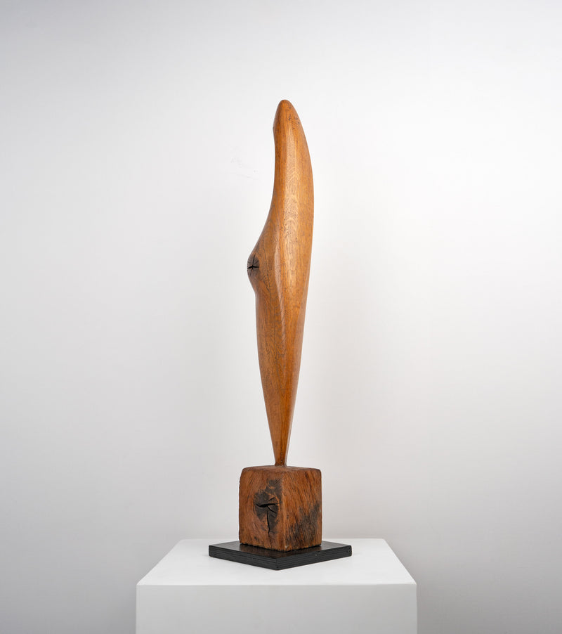 Large Abstract Modernist Oak Sculpture, c.1960