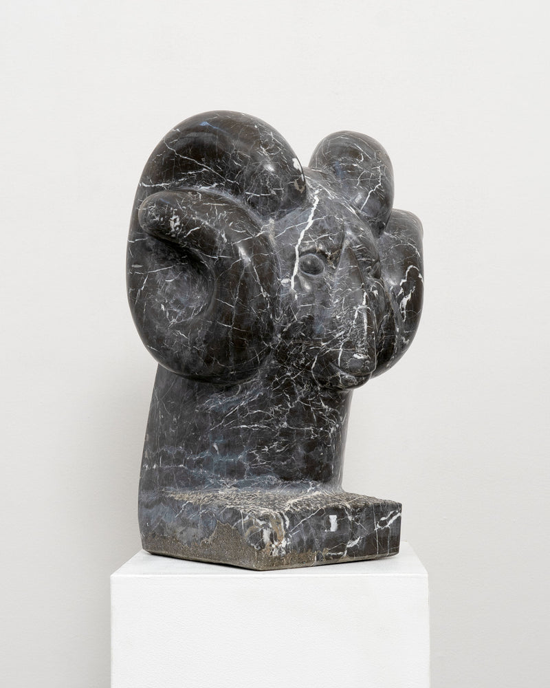 Large Vintage Marble Rams Head Sculpture