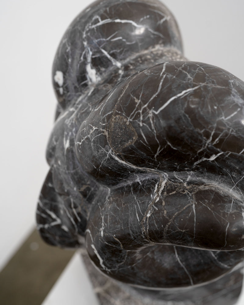 Large Vintage Marble Rams Head Sculpture