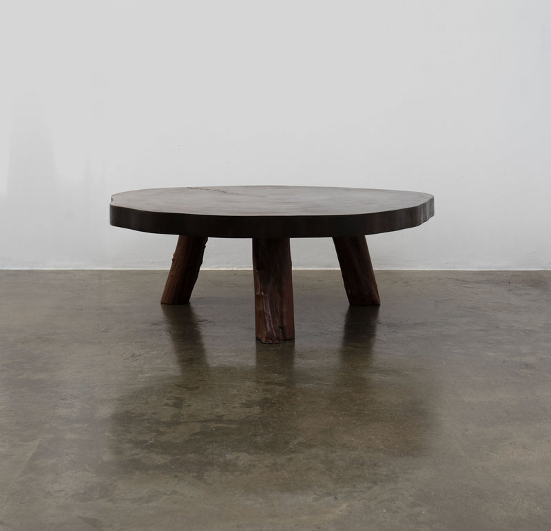 Large Brutalist Slab Oak Coffee Table by Furio Guerci, Venezuela, c.1960