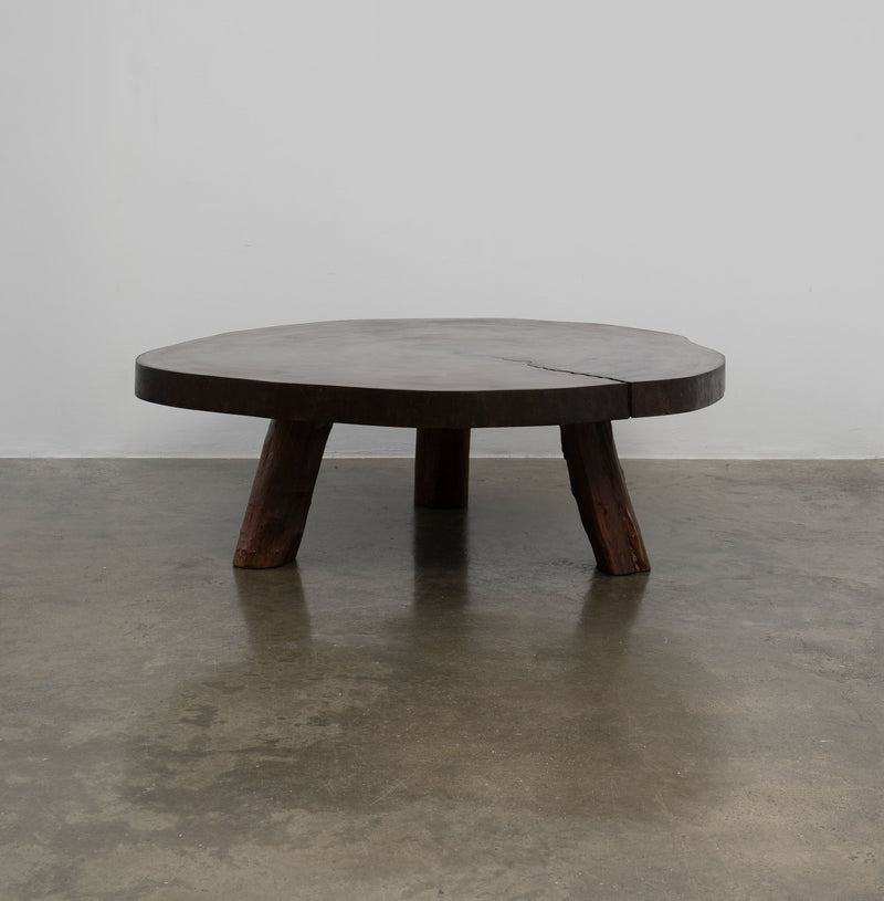 Large Brutalist Slab Oak Coffee Table by Furio Guerci, Venezuela, c.1960