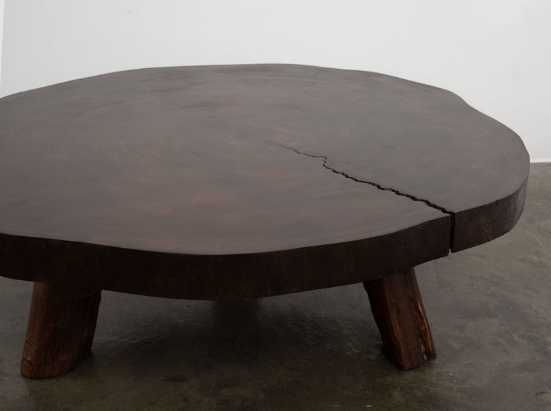 Large Brutalist Slab Oak Coffee Table by Furio Guerci, Venezuela, c.1960