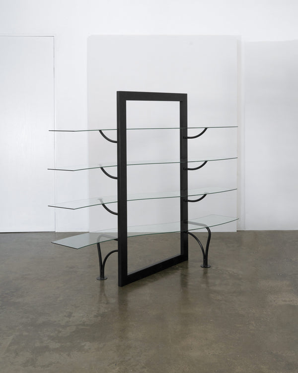 Postmodern Metal and Glass Room Divider / Shelving Unit, Italy, c.1990