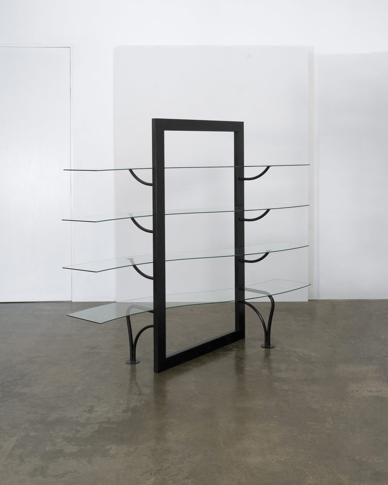 Postmodern Metal and Glass Room Divider / Shelving Unit, Italy, c.1990