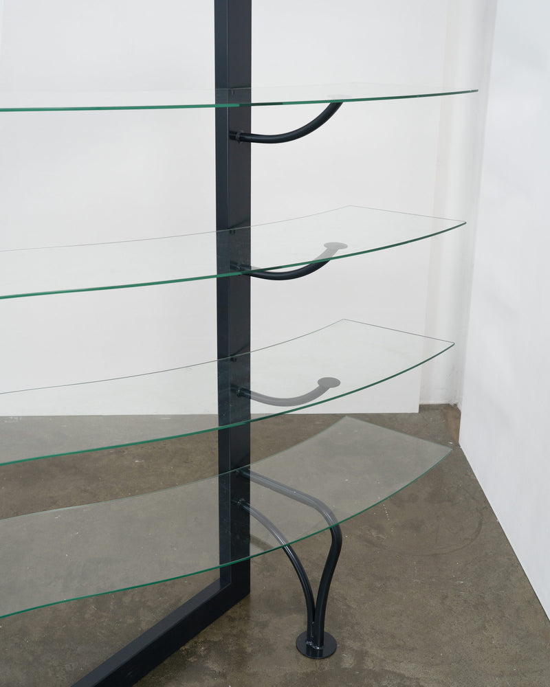Postmodern Metal and Glass Room Divider / Shelving Unit, Italy, c.1990