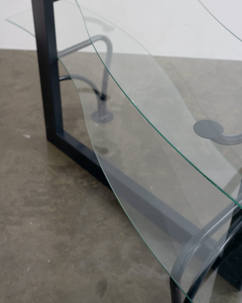 Postmodern Metal and Glass Room Divider / Shelving Unit, Italy, c.1990