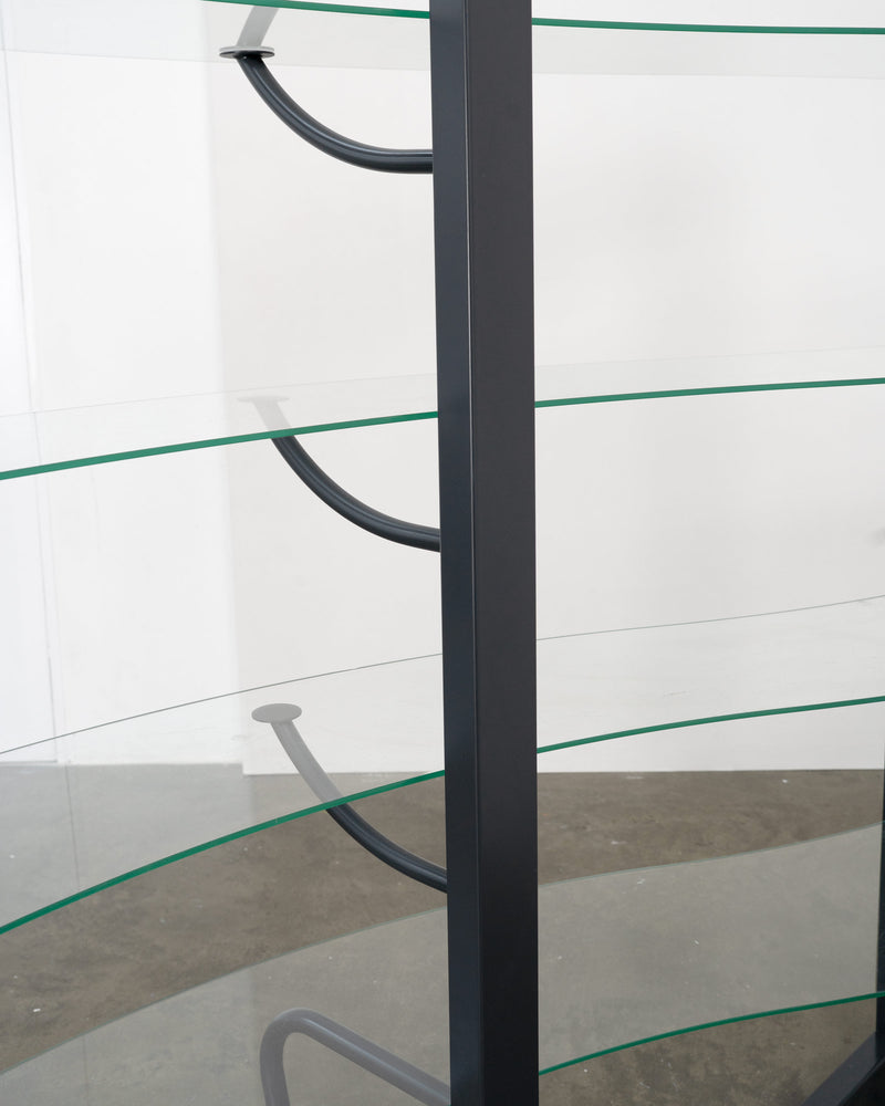 Postmodern Metal and Glass Room Divider / Shelving Unit, Italy, c.1990