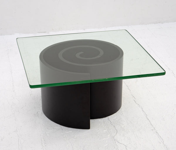 Spiralling Wood and Glass Coffee Table, c.1970