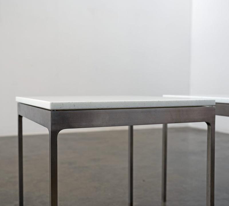 Stainless Steel and Stone TA.18G side tables by Nicos Zographos, c.1990