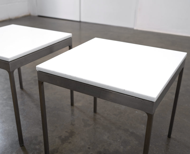 Stainless Steel and Stone TA.18G side tables by Nicos Zographos, c.1990