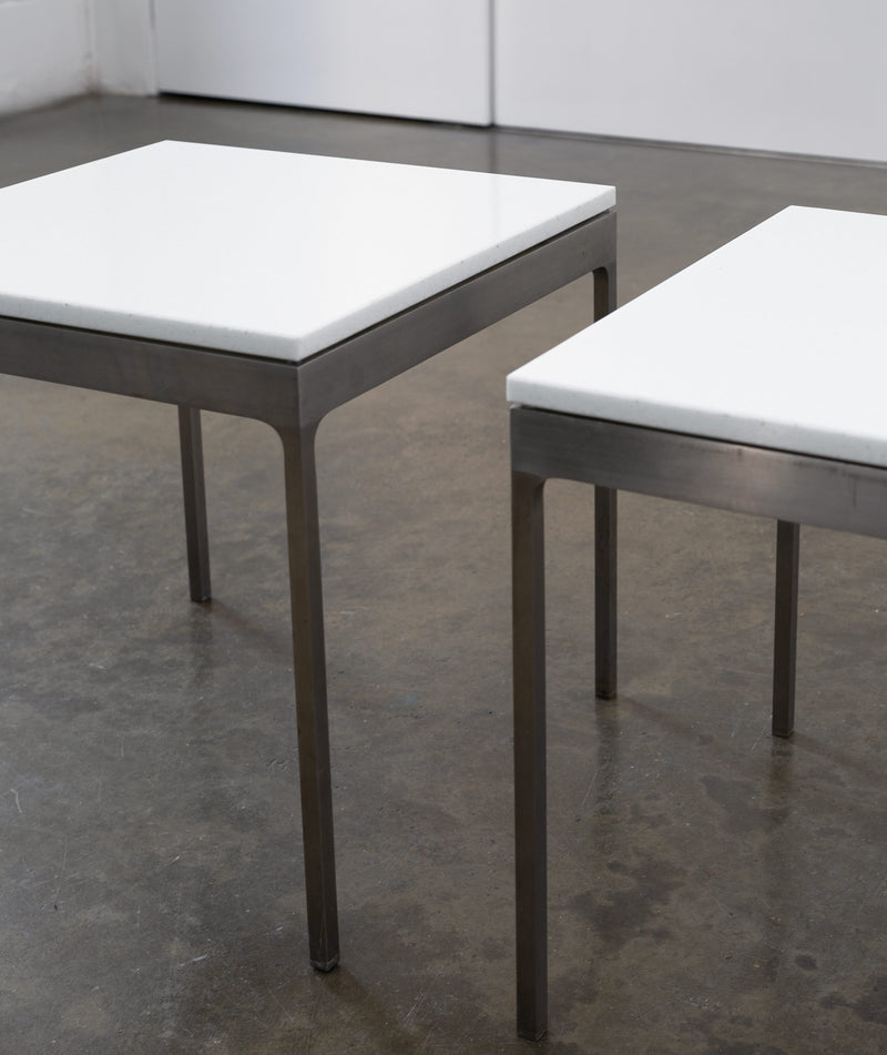 Stainless Steel and Stone TA.18G side tables by Nicos Zographos, c.1990