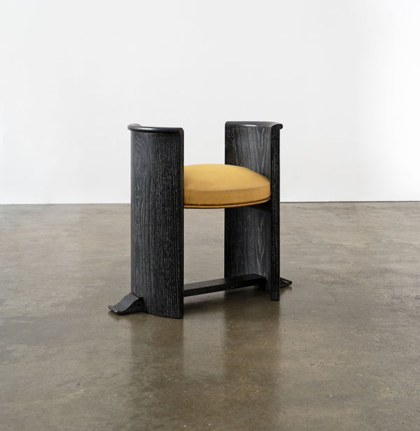 Vintage Ebonised Oak Side Chair / Stool