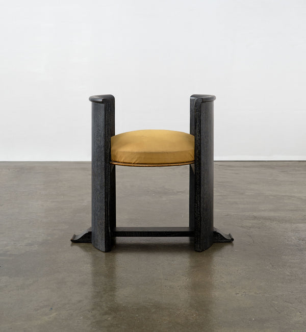 Vintage Ebonised Oak Side Chair / Stool