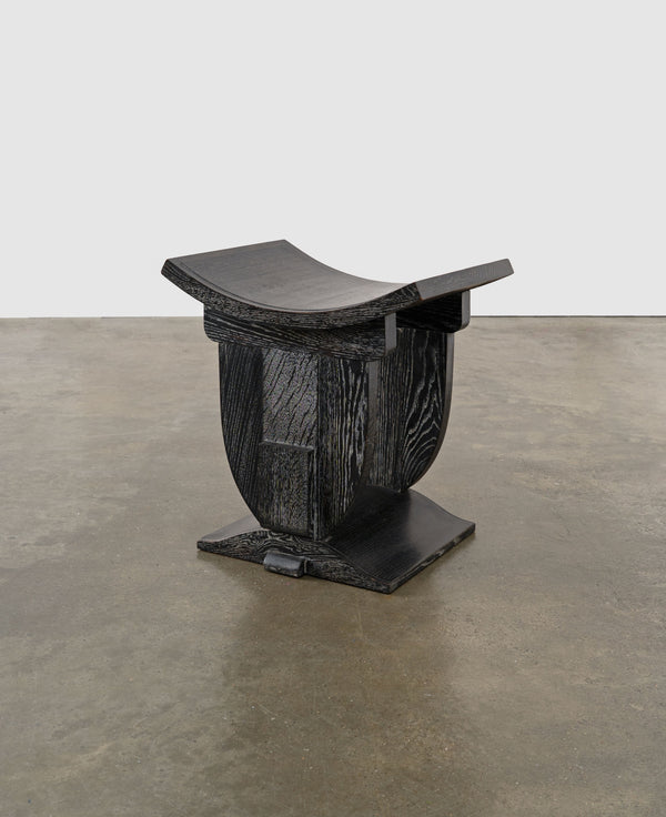 Vintage Ebonised Oak Stool