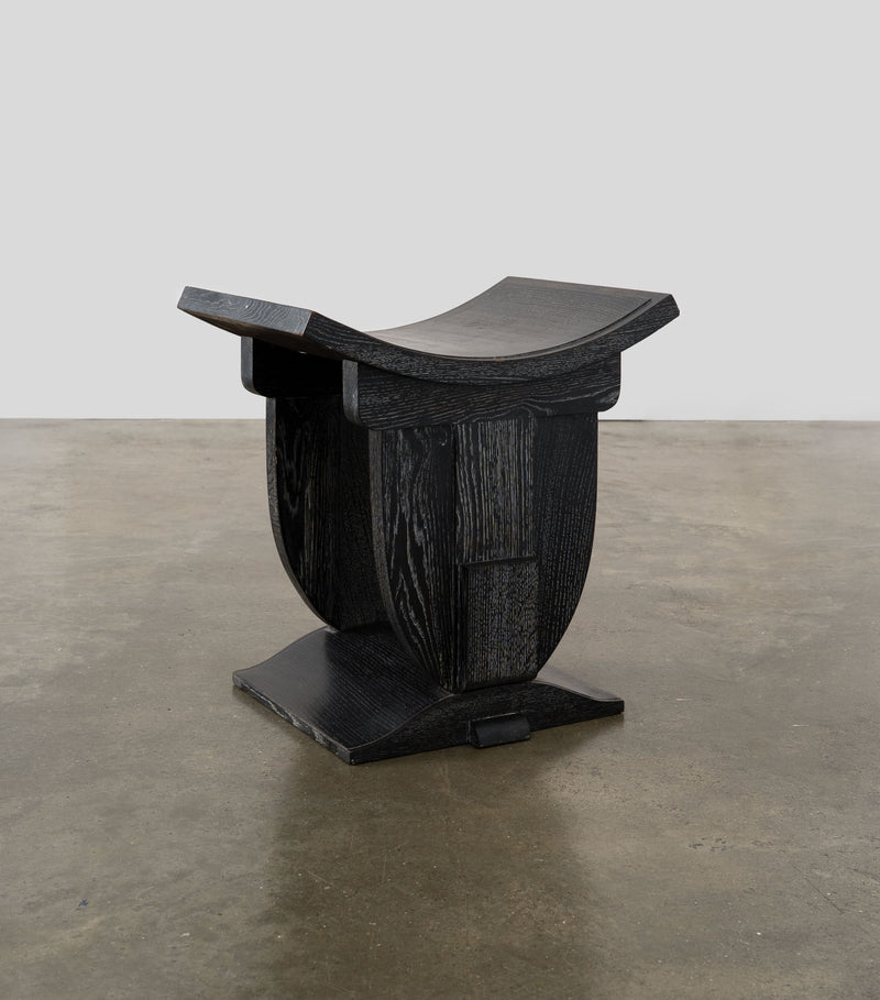 Vintage Ebonised Oak Stool
