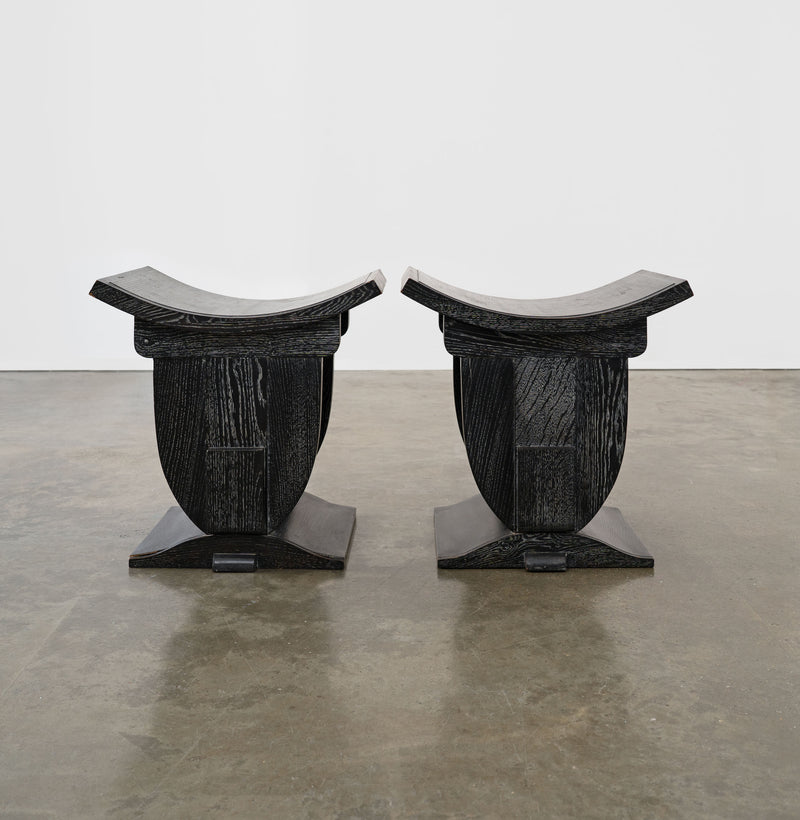 Vintage Ebonised Oak Stool