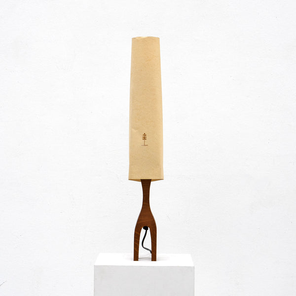 Vintage Oak and Paper Table Lamp by Liberty