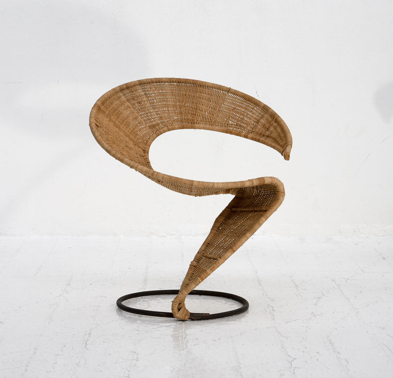 Wicker and Iron Zest Chair by Francois Liguori, 1988