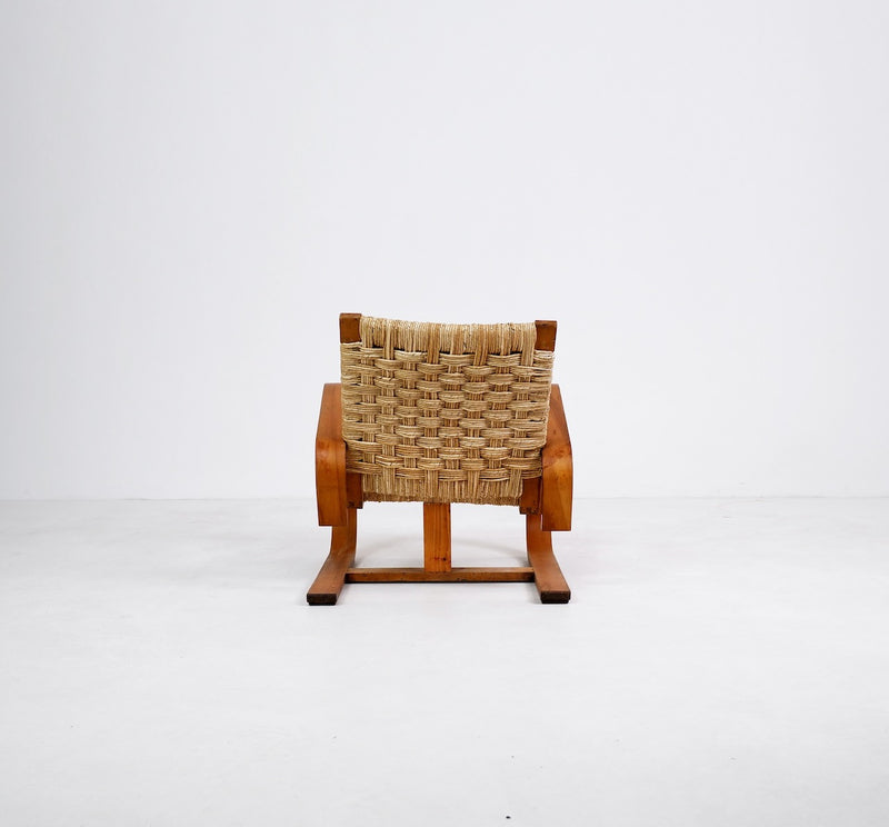 Bentwood and Rush Cantilever chair attrb. Giuseppe Pagano, c.1940