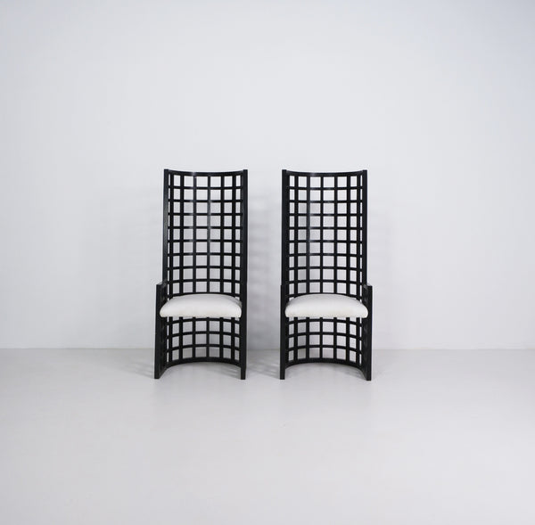 Pair of Postmodern High Back Italian Chairs