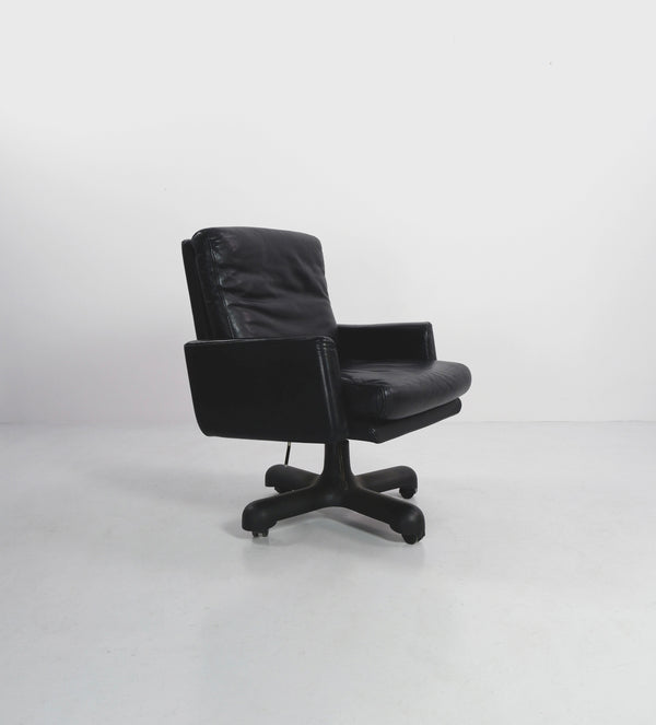Leather Swivel Desk Chair, Italy, c.1980