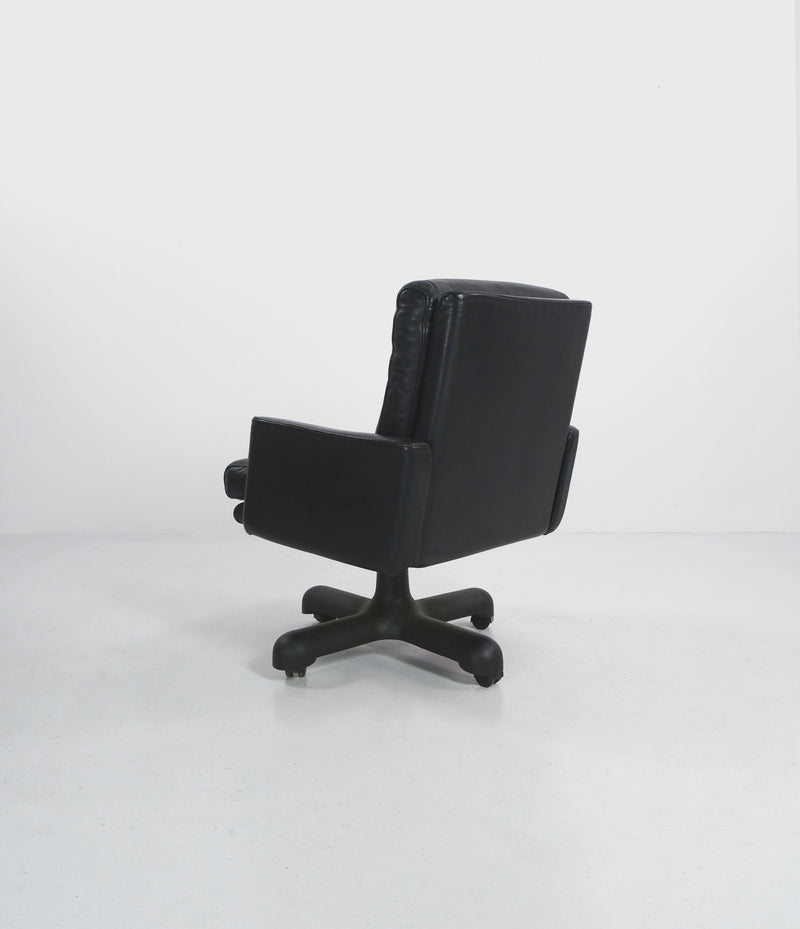 Leather Swivel Desk Chair, Italy, c.1980