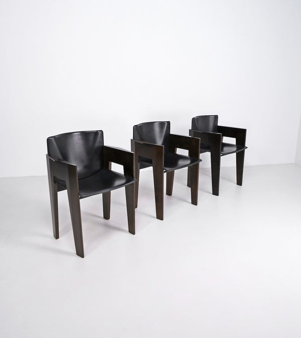 Leather and Wood Dining Chair by Arnold Merckx for Arco, c.1980