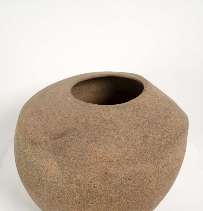 Asymmetrical Ovoid Stoneware Vessel