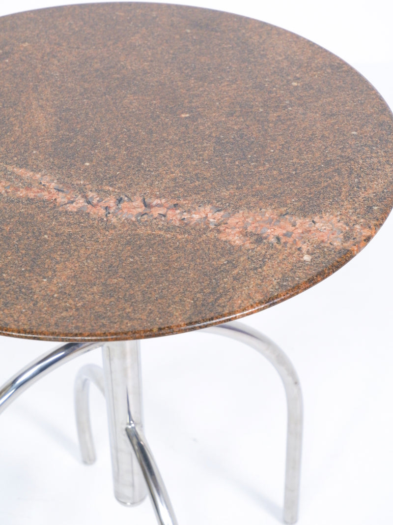 Postmodern Granite and Steel Side Table