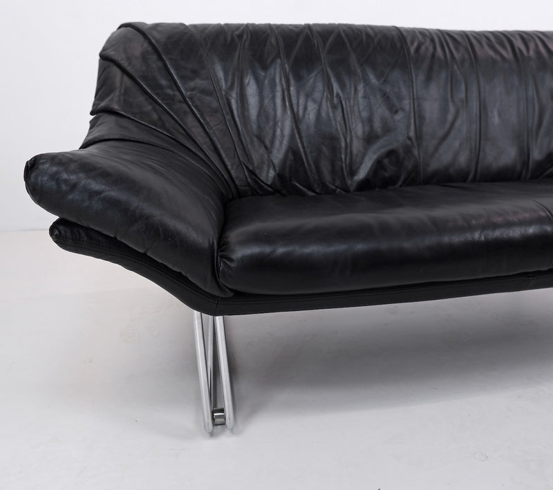 Postmodern Leather and Chrome Sofa, c.1970