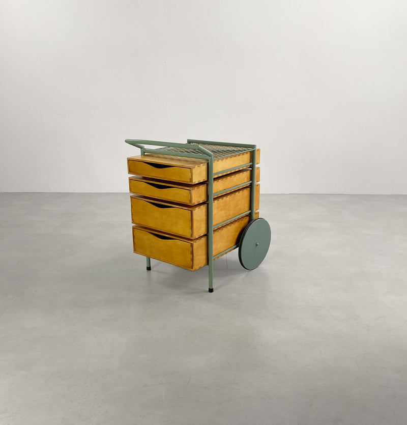 Postmodern Plywood Chest of Drawers / Trolley
