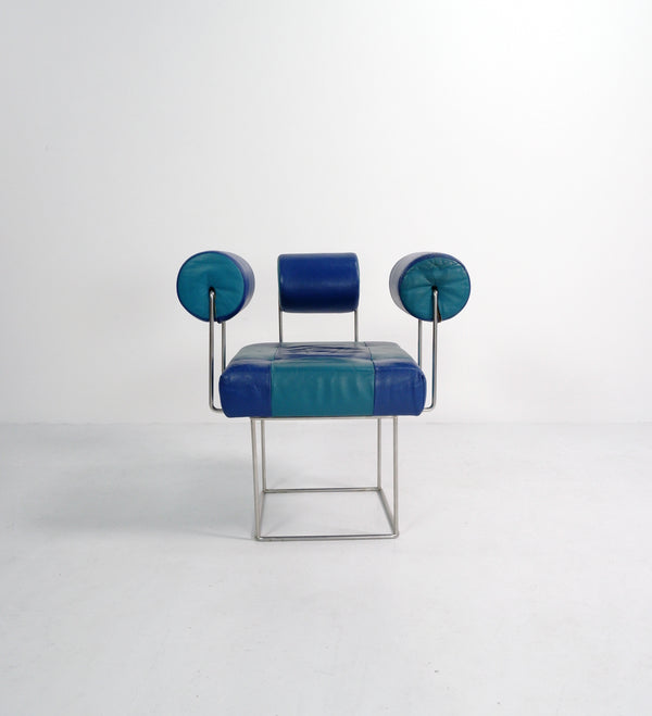Postmodern Leather Side Chair attrb. Fritz Brückner, Germany, c.1980