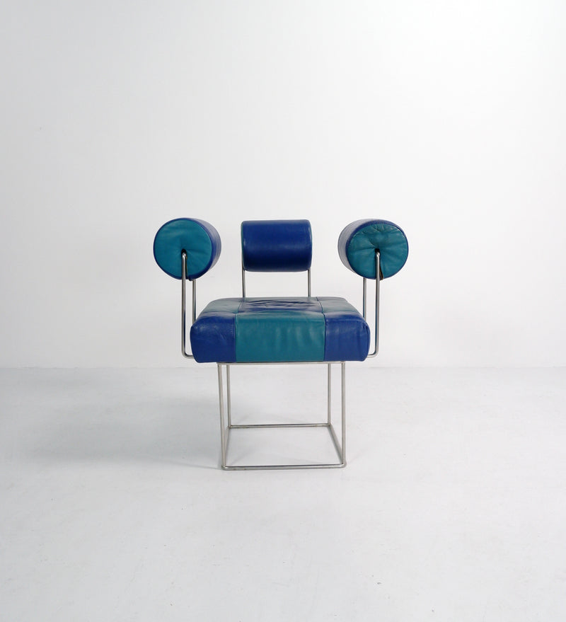 Postmodern Leather Side Chair attrb. Fritz Brückner, Germany, c.1980