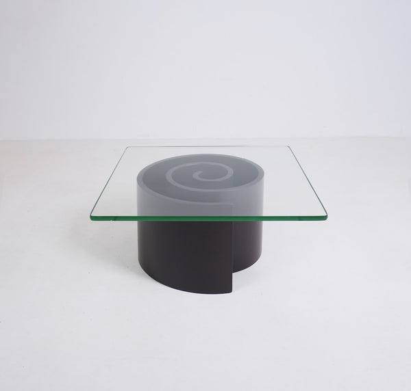 Spiralling Wood and Glass Coffee Table, c.1970