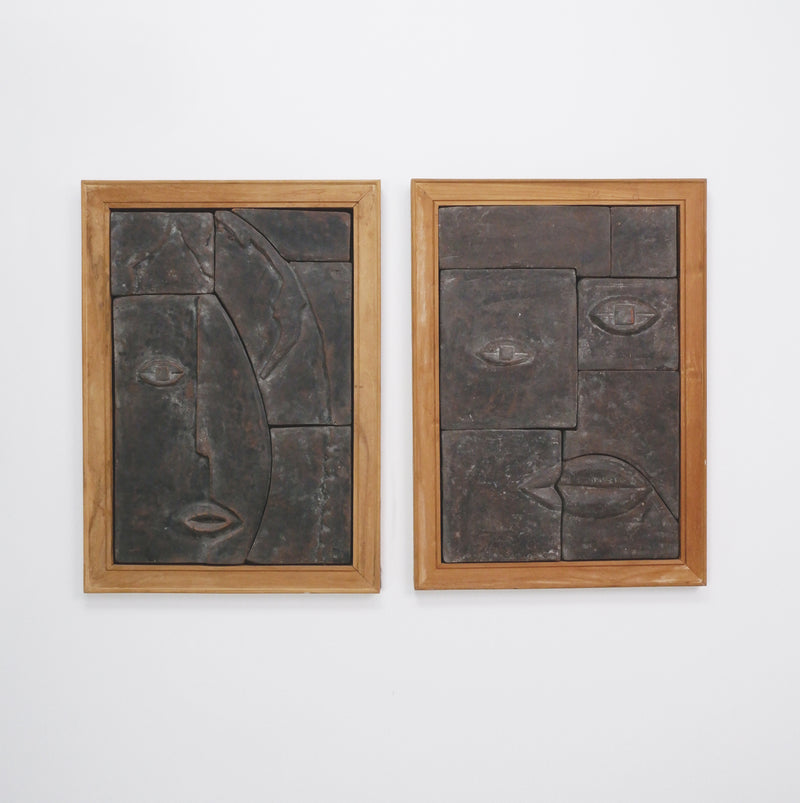 Vintage Abstract Ceramic Diptych