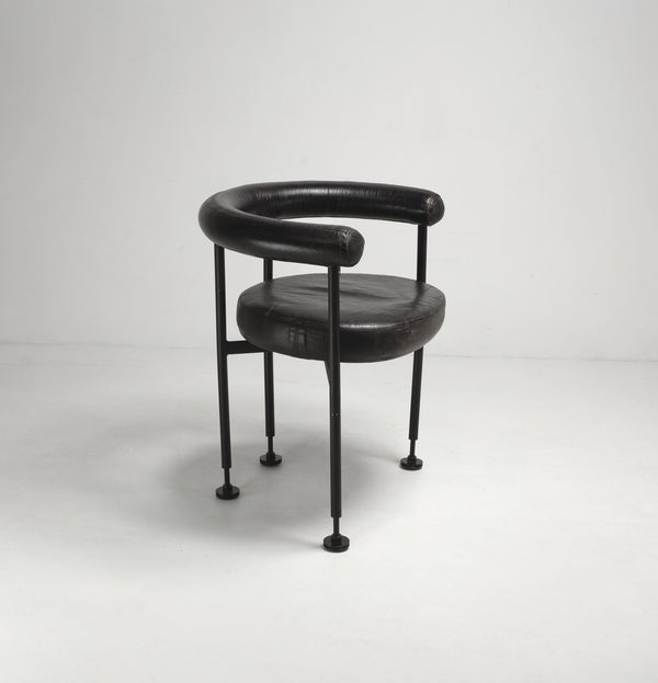 Vintage Black Leather Side Chair