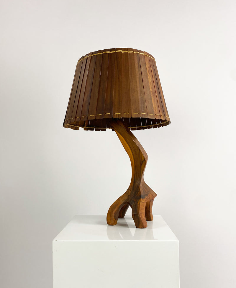 Freeform Olive Wood Table Lamp, France, c.1960